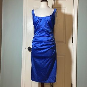 Suzi chin blue satin cocktail dress